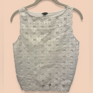 Ann Taylor White Lace Patterned Sleeveless Tank
